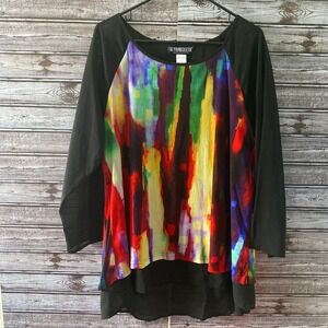 The Pyramid Collection Women's Long-Sleeved Blouse Size XL Black Multicolor
